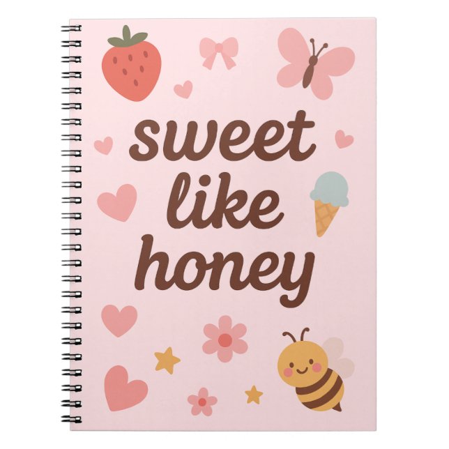 Carnet Kawaii Sweet Girl Pink Bee Aesthetic – Cute Design (Devant)