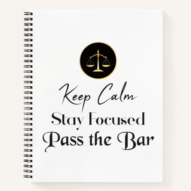 Carnet Keep calm. Restez Concentrés. Passez L'Examen Bar. (Devant)