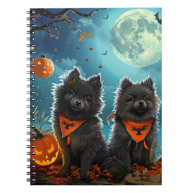 Carnet Keeshond Halloween Éffrayant (Devant)