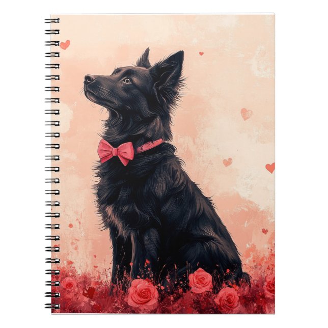 Carnet Kelpie australienne avec Roses - Saint Valentin (Devant)