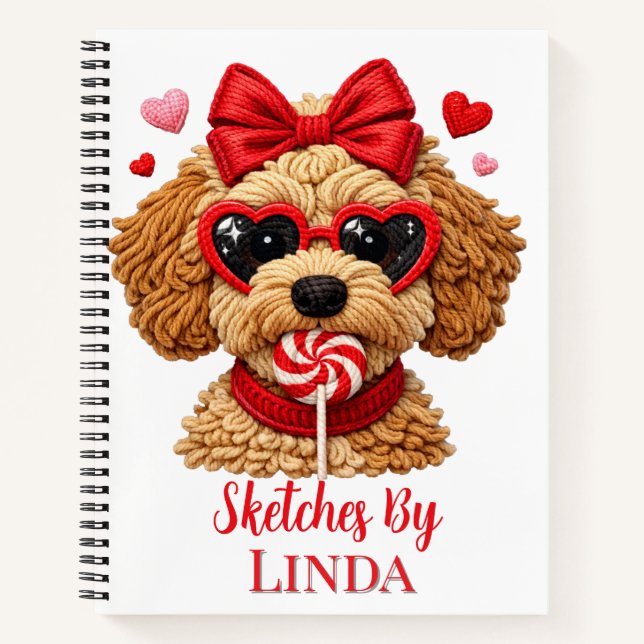 Carnet Kids Personalized Goldendoodle Sketch  (Devant)
