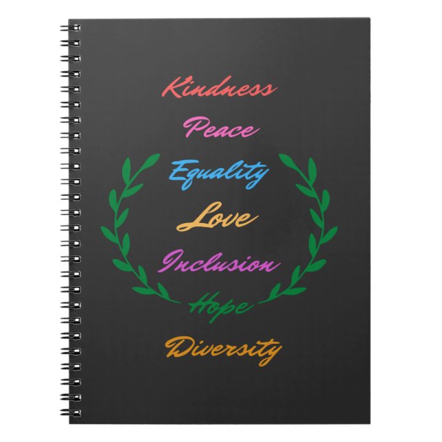 Carnet Kindness Peace Equality Love Inclusion Hope Divers (Devant)