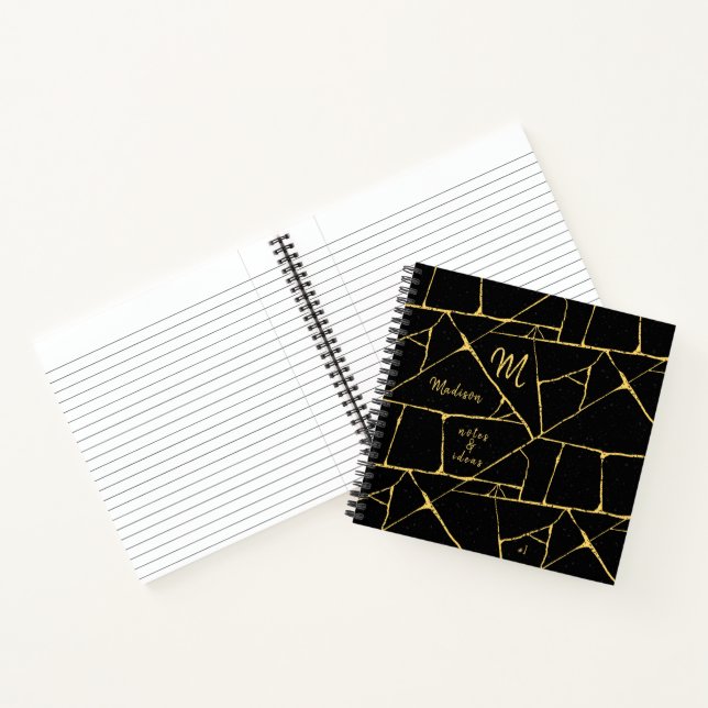 Carnet Kintsugi Gold Noir Poterie japonaise Nom de l'art (Intérieur)