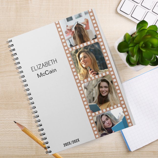 Carnet Kiosque photo gris - Moderne personnalisé tendance (Gray Photo Booth - Trendy Modern Personalized Science Spiral Notebook!)