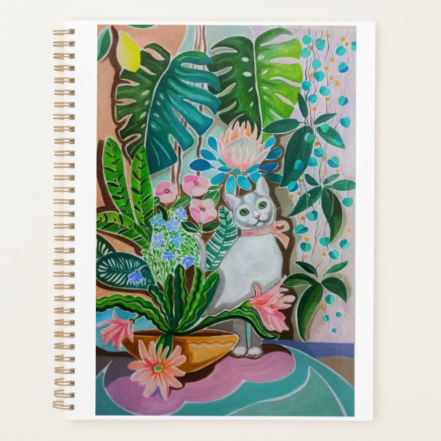 Carnet Kitty blanche dans la verdure (Devant)