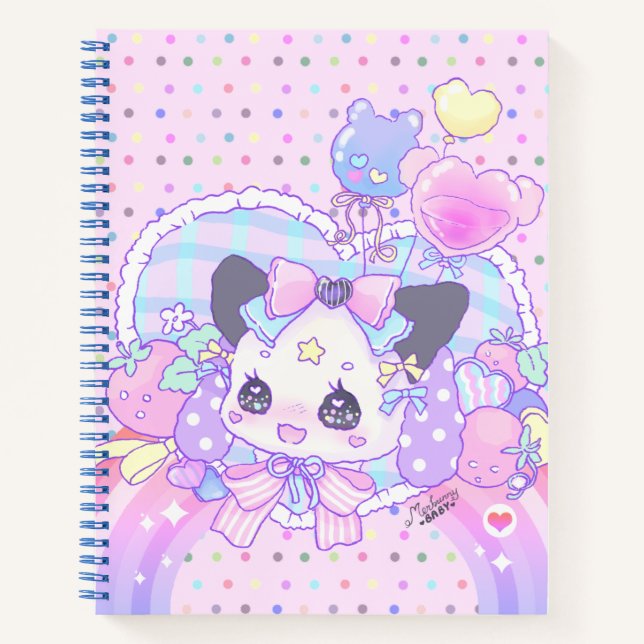 Carnet Kitty bunny - fairy kei, kawaii mignon, rose paste (Devant)