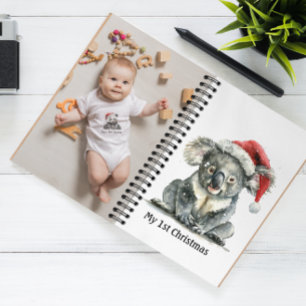 Carnet koala bébé en casquette de noël, personnalisable