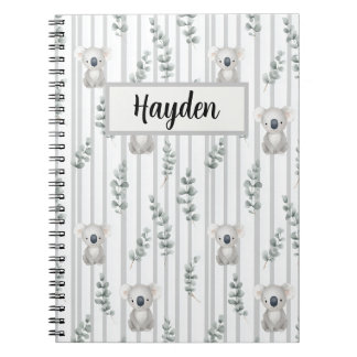 Carnet Koala et rayures grises