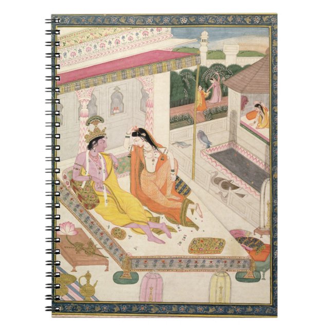 Carnet Krishna et Radha sur un lit dans un palais de (Devant)
