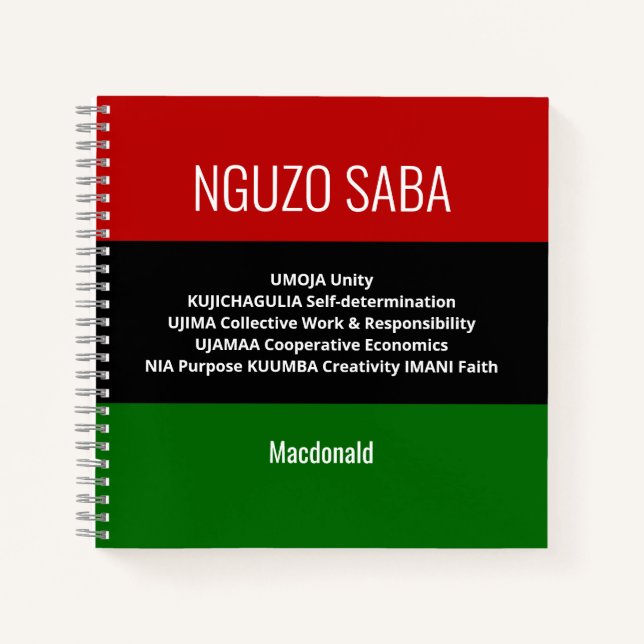 Carnet Kwanzaa personnalisé (Devant)