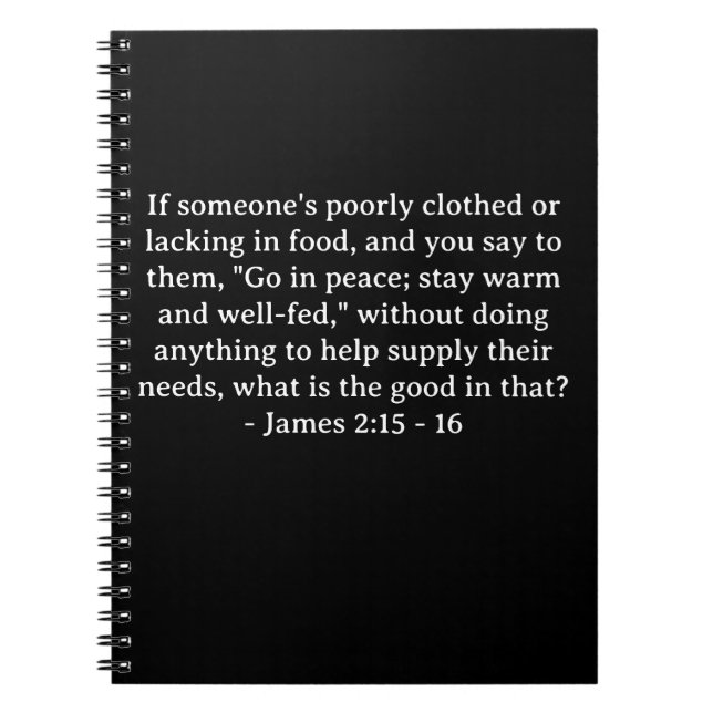 Carnet La Bible Verse James 2:15 - 16 (Devant)