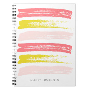 Carnet La brosse rose et jaune d'aquarelle frotte la