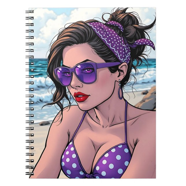 Carnet La dame de plage à Shades, Bikini et Bandana (Devant)