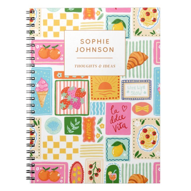 Carnet La Dolce Vita Italian French Personalized Colorful (Devant)