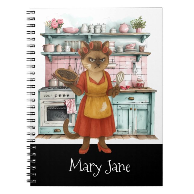 Carnet La femme du Chat cuisine dans la cuisine (Devant)