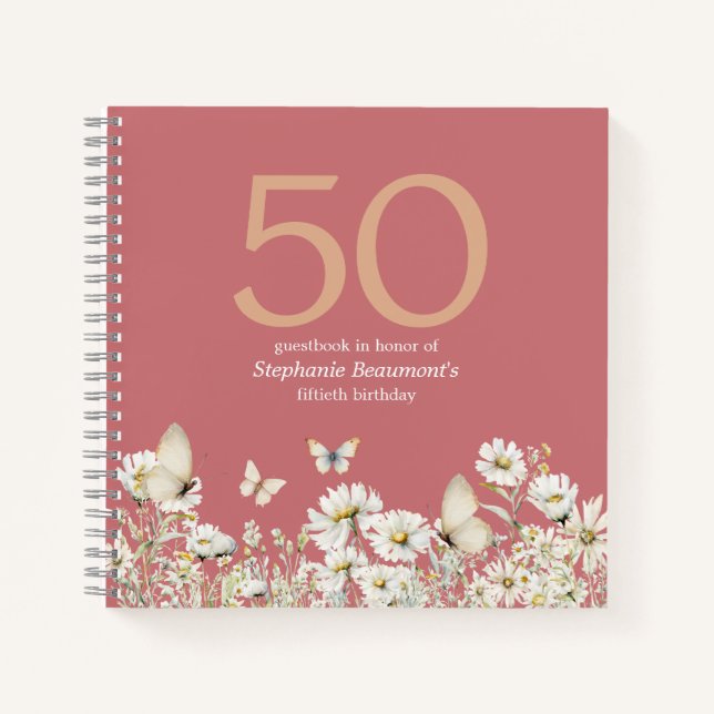 Carnet La Fleur sauvage blanche de la femme surprise 50èm (Devant)
