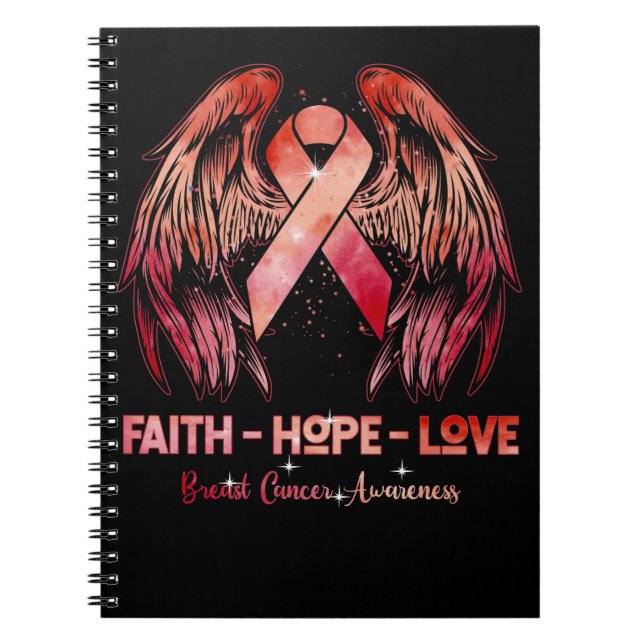 Carnet La foi espère aimer cancer du sein ailes roses ret (Devant)