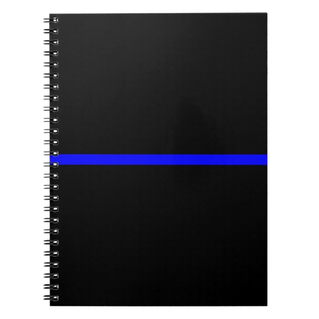 Carnet La Ligne Bleue Mince Symbolique sur Noir Solide (Devant)