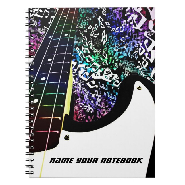 Carnet La musique d'arc-en-ciel de guitare basse note le (Devant)