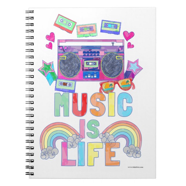 Carnet La musique est Life Slogan Cool Retro Art Design (Devant)