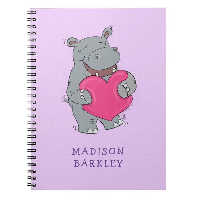 Carnet La Saint-Valentin mignonne de l'enfant hippopotame (Devant)