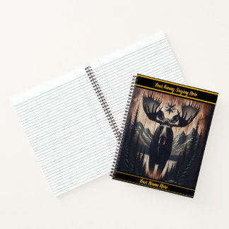 Carnet La sculpture mystique d'orignal sur bois foncé