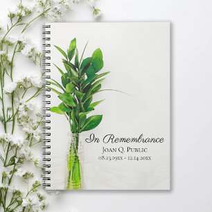Carnet La verdure dans Vase Célébration de la vie Funérai