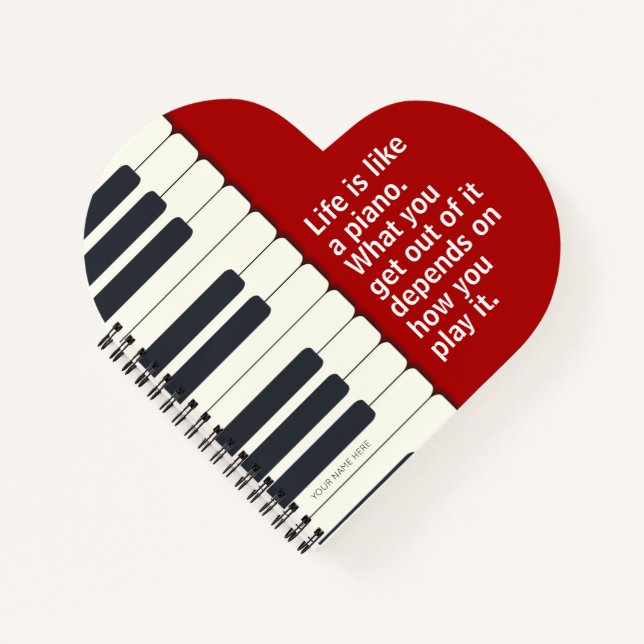Carnet "La vie est comme un piano" clavier de piano (Devant)