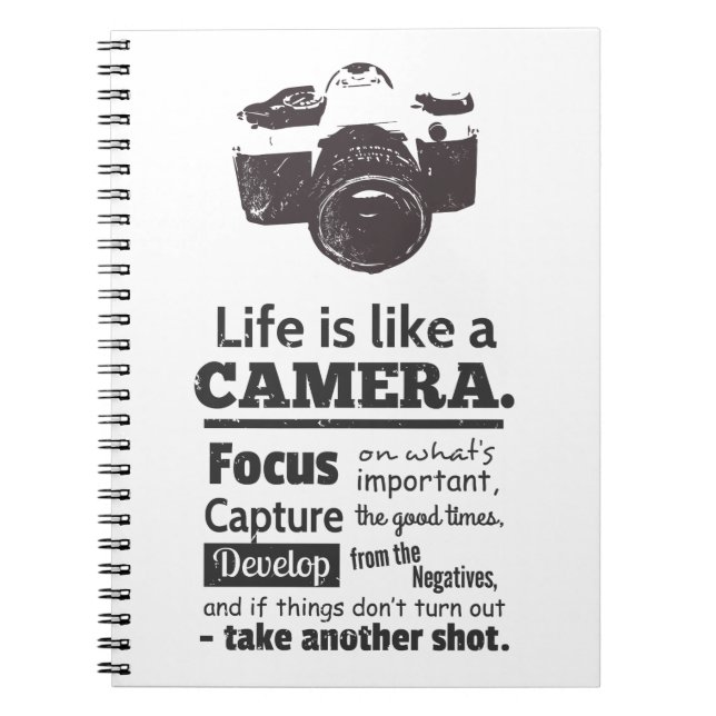 Carnet La vie est comme une citation d'appareil-photo, (Devant)