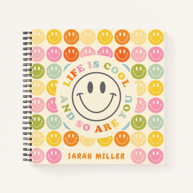 Carnet La vie est Cool heureux visage souriant Emoji (Devant)