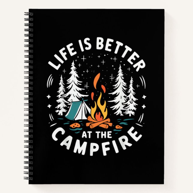 Carnet La vie est meilleure au feu de camp drôle de campi (Devant)