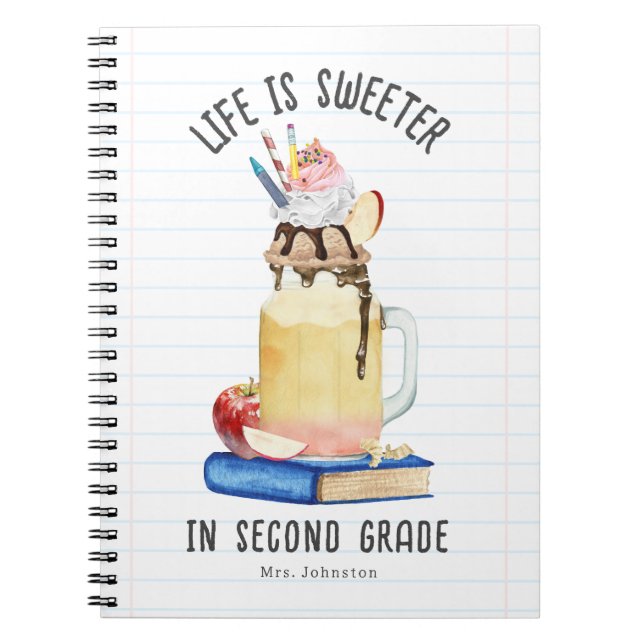 Carnet La vie est plus douce en 2e année Milkshake enseig (Devant)