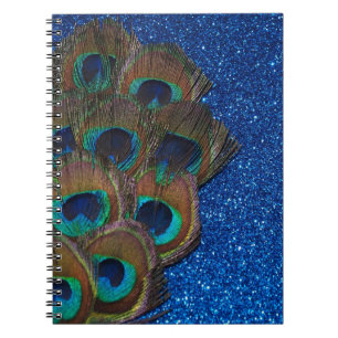 Carnet La vie scintillante de bouquet bleu de paon