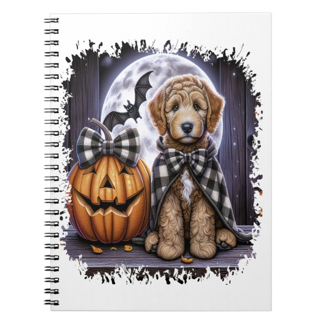 Carnet Labradoodle chien Carré d'Halloween (Devant)