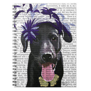 Carnet Labrador noir avec Fascinator bleu