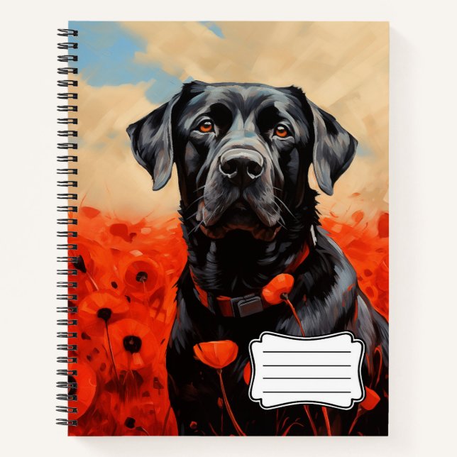 Carnet Labrador retriever in poppies (Devant)