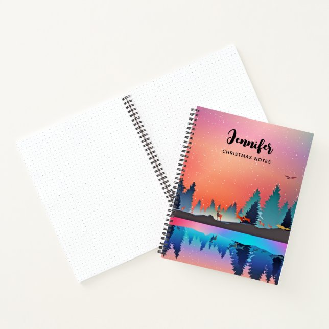 Carnet Lac d'hiver pittoresque avec Cerf (Intérieur)