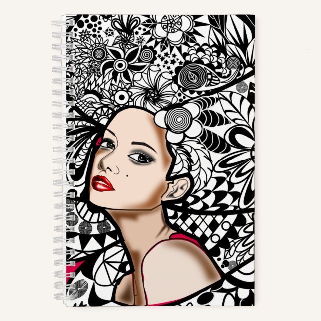 Carnet Lady aux cheveux fleuris (Recto)