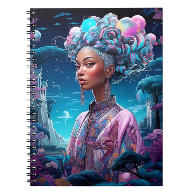 Carnet Lady In Surreal World African American Art Purple (Devant)