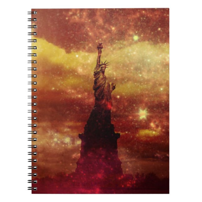 Carnet Lady Liberty étoiles rouges et jaunes (Devant)