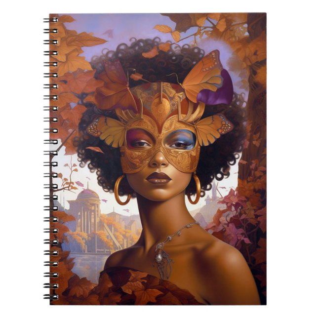 Carnet Lady Portant un Masque Art Imaginaire noir (Devant)