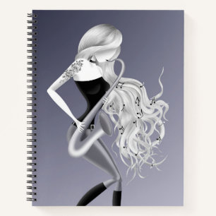 Carnet Lady Saxophoniste musicien Grey