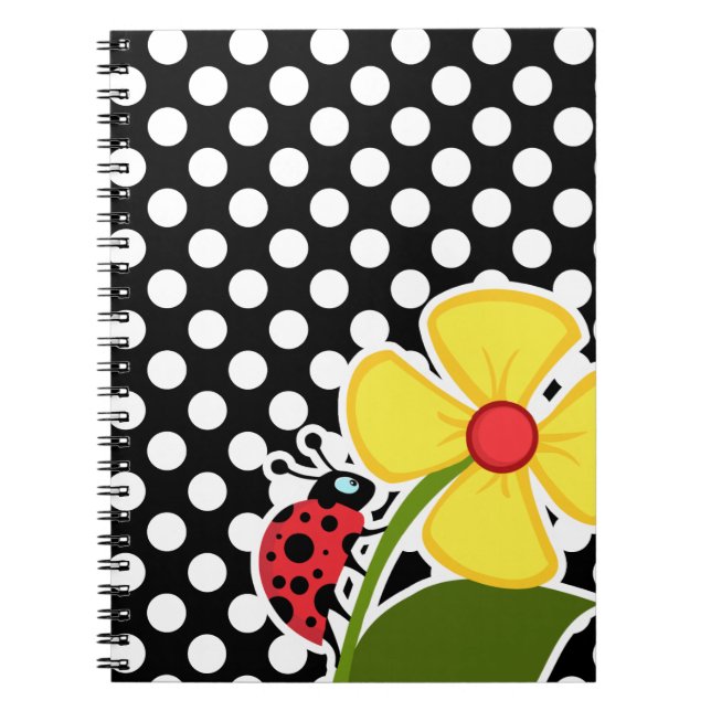 Carnet Ladybug sur les Pois noirs et blancs (Devant)