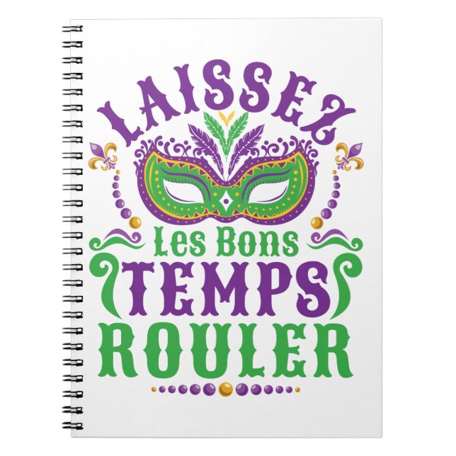 Carnet Laissez les Bons temps Rouler Mardi Gras (Devant)