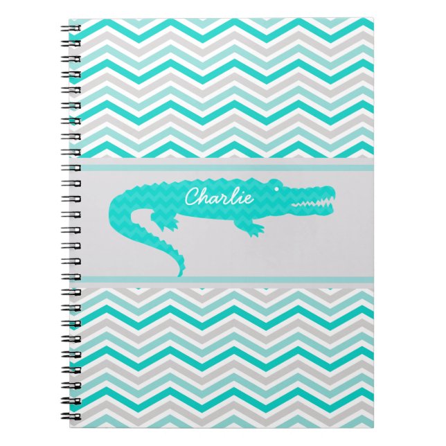 Carnet L'alligator d'Aqua sur Chevron a personnalisé le (Devant)