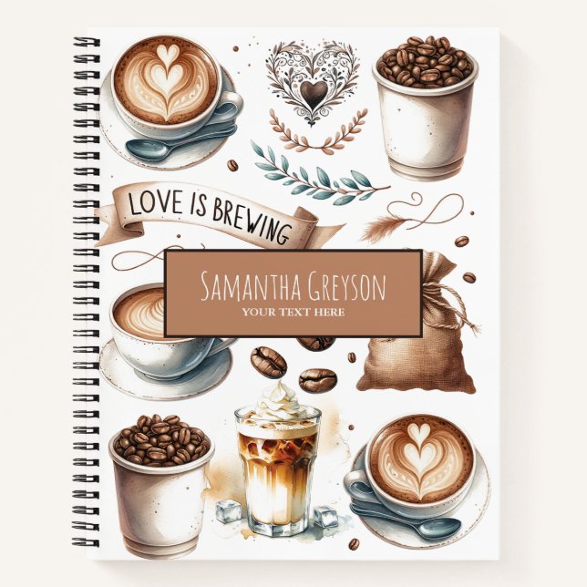 Carnet L'amour brasse le café amoureux mignonne (Devant)
