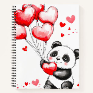 Carnet L'amour du Panda de ballon dans l'air