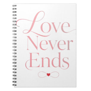 Carnet L'amour élégant ne finit jamais Rose Gold Typograp