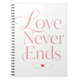 Carnet L'amour élégant ne finit jamais Rose Gold Typograp