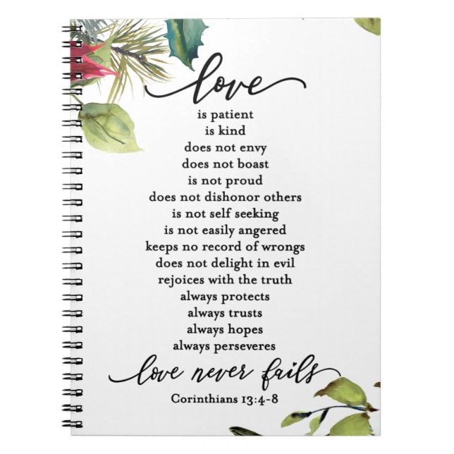 Carnet L'amour est Corinthians Écriture Verse Couple (Devant)